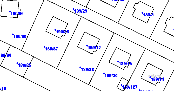 Parcela st. 189/12 v KÚ Vítkovice, Katastrální mapa