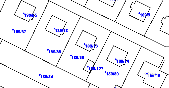 Parcela st. 189/13 v KÚ Vítkovice, Katastrální mapa