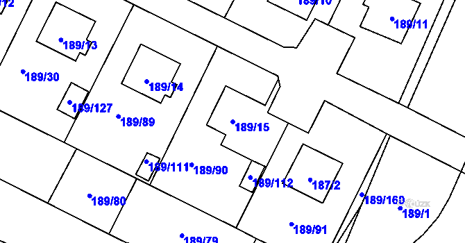 Parcela st. 189/15 v KÚ Vítkovice, Katastrální mapa