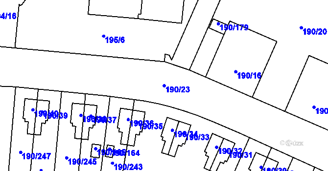 Parcela st. 190/23 v KÚ Vítkovice, Katastrální mapa
