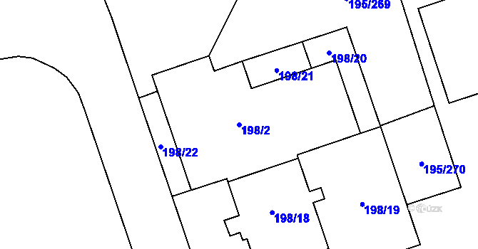 Parcela st. 198/2 v KÚ Vítkovice, Katastrální mapa