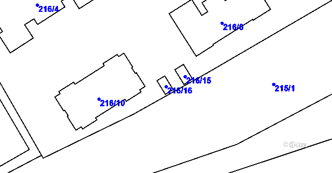 Parcela st. 216/16 v KÚ Vítkovice, Katastrální mapa