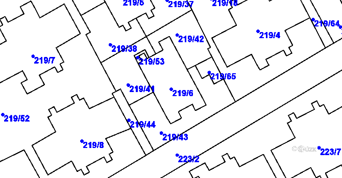 Parcela st. 219/6 v KÚ Vítkovice, Katastrální mapa