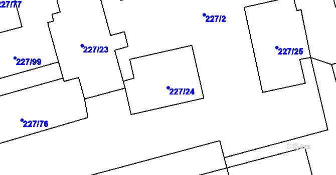 Parcela st. 227/24 v KÚ Vítkovice, Katastrální mapa