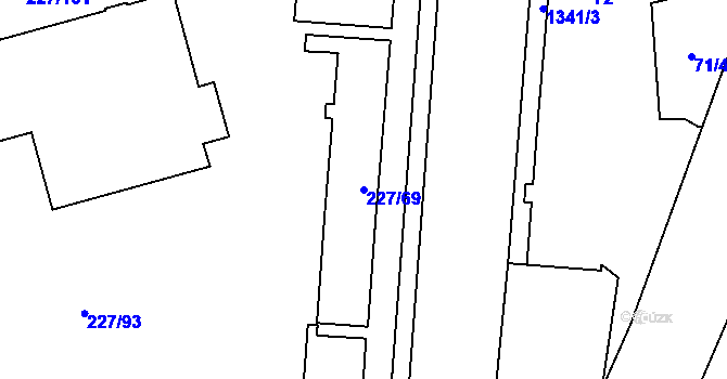 Parcela st. 227/69 v KÚ Vítkovice, Katastrální mapa