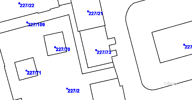 Parcela st. 227/73 v KÚ Vítkovice, Katastrální mapa