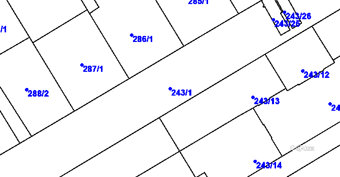 Parcela st. 243/1 v KÚ Vítkovice, Katastrální mapa