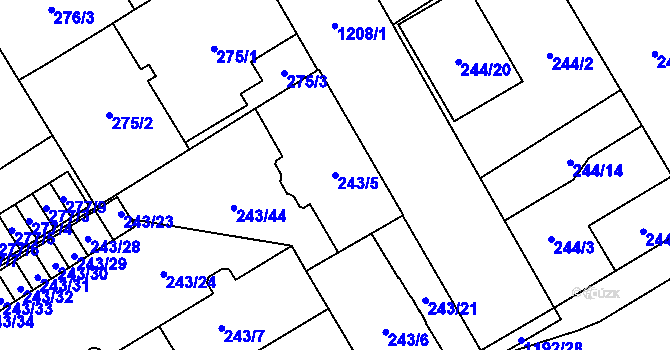 Parcela st. 243/5 v KÚ Vítkovice, Katastrální mapa