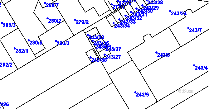 Parcela st. 243/27 v KÚ Vítkovice, Katastrální mapa