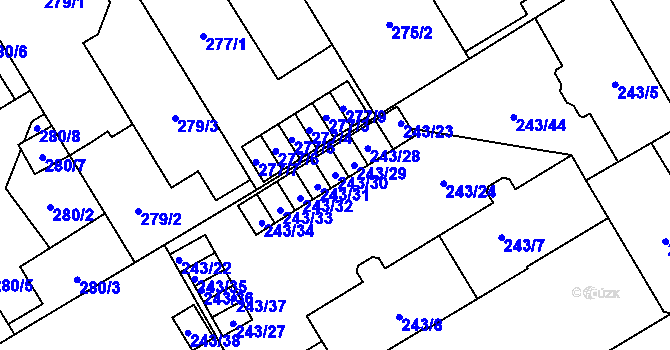 Parcela st. 243/30 v KÚ Vítkovice, Katastrální mapa