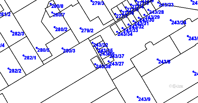 Parcela st. 243/36 v KÚ Vítkovice, Katastrální mapa