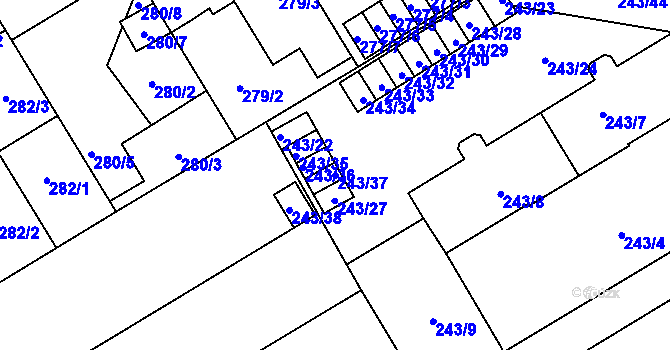 Parcela st. 243/37 v KÚ Vítkovice, Katastrální mapa