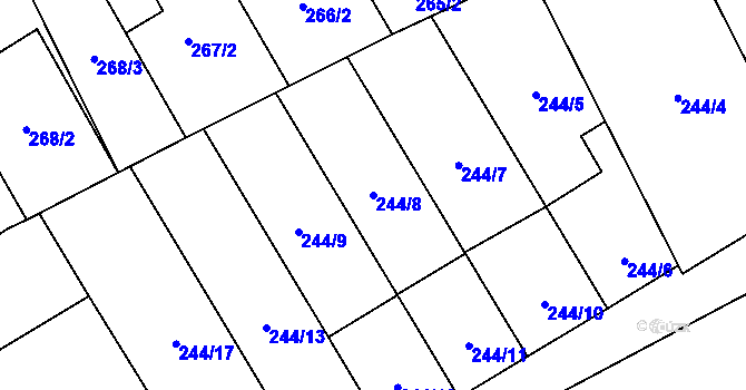 Parcela st. 244/8 v KÚ Vítkovice, Katastrální mapa