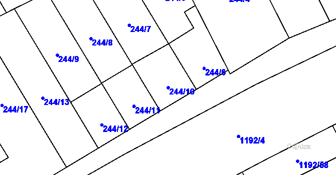 Parcela st. 244/10 v KÚ Vítkovice, Katastrální mapa