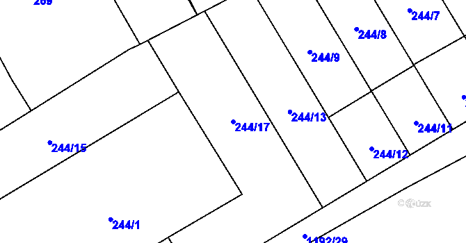Parcela st. 244/17 v KÚ Vítkovice, Katastrální mapa