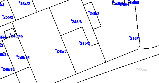 Parcela st. 245/2 v KÚ Vítkovice, Katastrální mapa