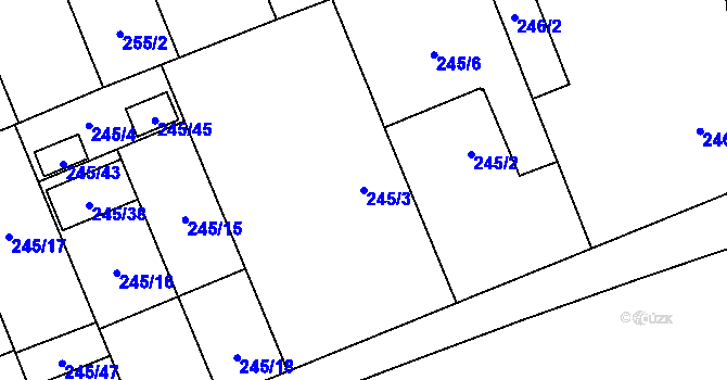 Parcela st. 245/3 v KÚ Vítkovice, Katastrální mapa