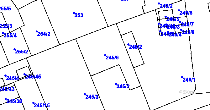 Parcela st. 245/6 v KÚ Vítkovice, Katastrální mapa
