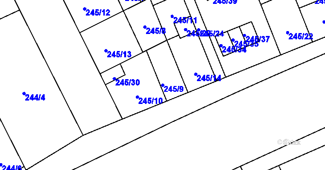 Parcela st. 245/9 v KÚ Vítkovice, Katastrální mapa