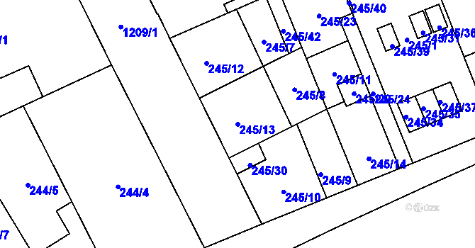 Parcela st. 245/13 v KÚ Vítkovice, Katastrální mapa