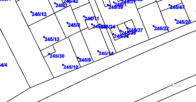 Parcela st. 245/14 v KÚ Vítkovice, Katastrální mapa