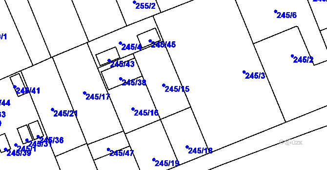 Parcela st. 245/15 v KÚ Vítkovice, Katastrální mapa