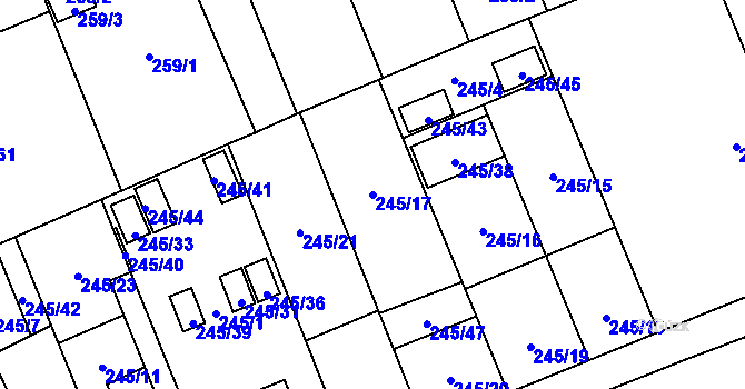 Parcela st. 245/17 v KÚ Vítkovice, Katastrální mapa