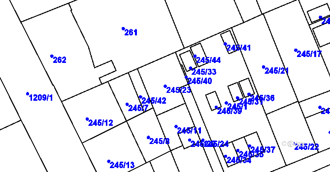 Parcela st. 245/23 v KÚ Vítkovice, Katastrální mapa