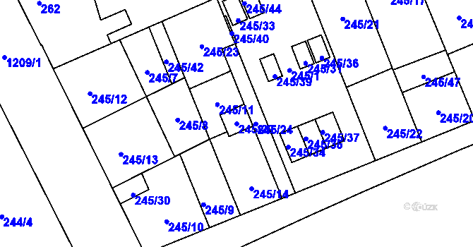 Parcela st. 245/29 v KÚ Vítkovice, Katastrální mapa