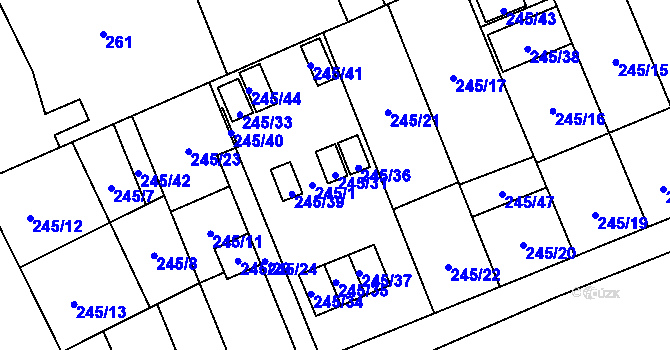 Parcela st. 245/31 v KÚ Vítkovice, Katastrální mapa