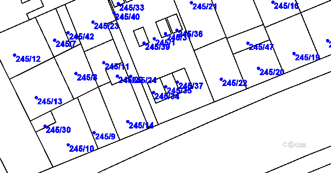 Parcela st. 245/35 v KÚ Vítkovice, Katastrální mapa