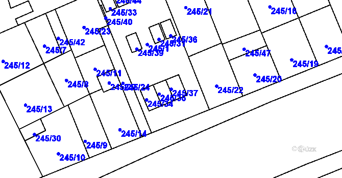 Parcela st. 245/37 v KÚ Vítkovice, Katastrální mapa