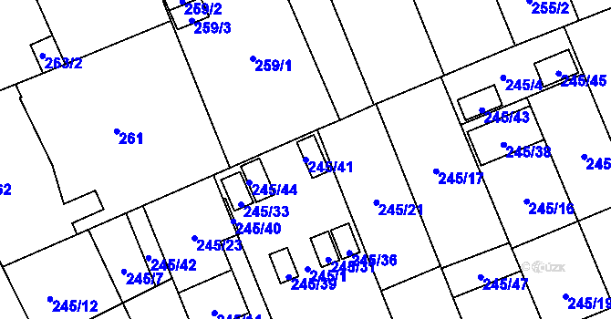 Parcela st. 245/41 v KÚ Vítkovice, Katastrální mapa
