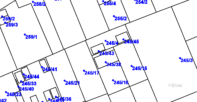 Parcela st. 245/43 v KÚ Vítkovice, Katastrální mapa