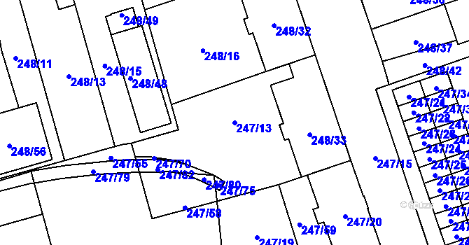 Parcela st. 247/13 v KÚ Vítkovice, Katastrální mapa