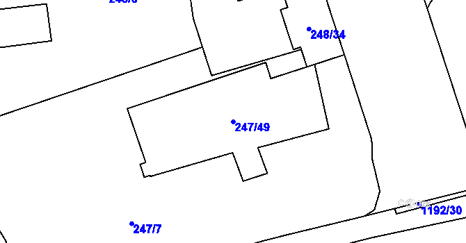 Parcela st. 247/49 v KÚ Vítkovice, Katastrální mapa