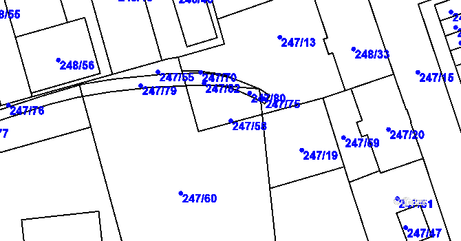Parcela st. 247/58 v KÚ Vítkovice, Katastrální mapa