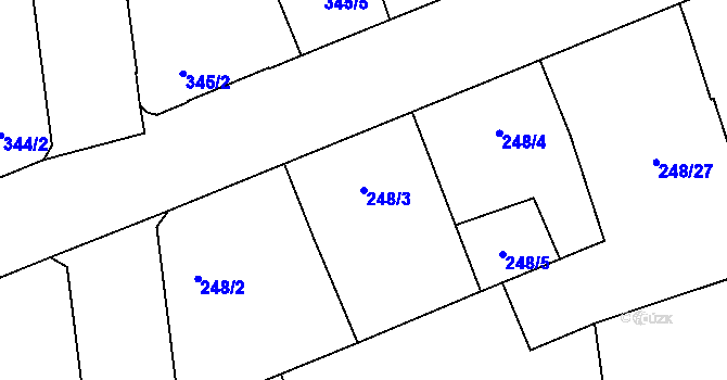 Parcela st. 248/3 v KÚ Vítkovice, Katastrální mapa