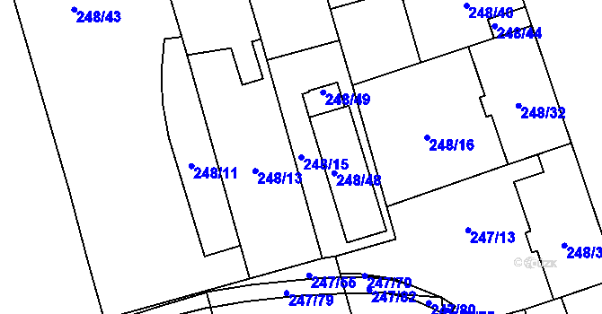 Parcela st. 248/15 v KÚ Vítkovice, Katastrální mapa