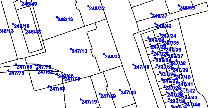 Parcela st. 248/33 v KÚ Vítkovice, Katastrální mapa