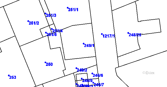 Parcela st. 249/1 v KÚ Vítkovice, Katastrální mapa
