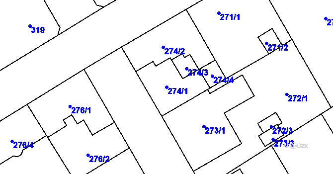 Parcela st. 274/1 v KÚ Vítkovice, Katastrální mapa