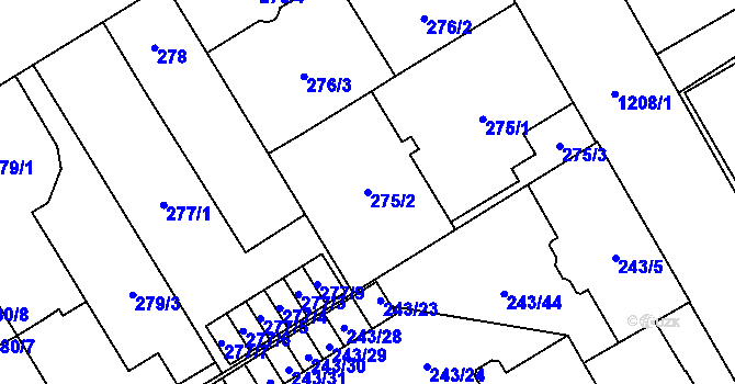 Parcela st. 275/2 v KÚ Vítkovice, Katastrální mapa