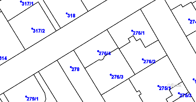 Parcela st. 276/4 v KÚ Vítkovice, Katastrální mapa