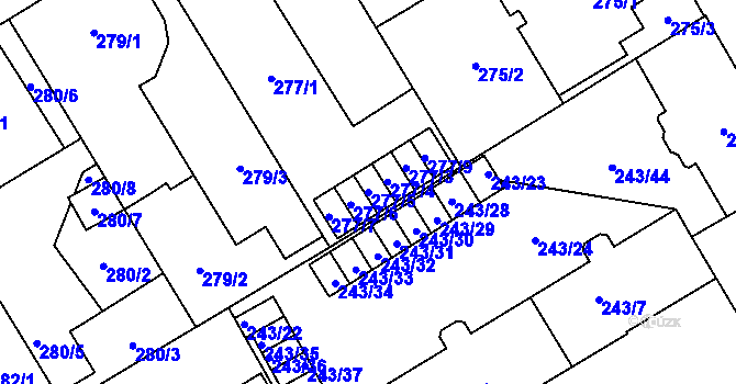 Parcela st. 277/5 v KÚ Vítkovice, Katastrální mapa