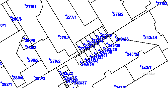 Parcela st. 277/6 v KÚ Vítkovice, Katastrální mapa