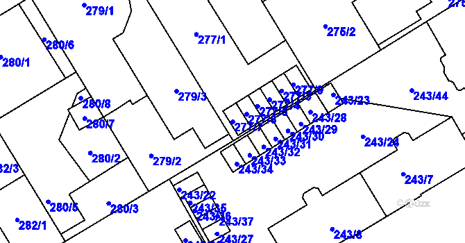 Parcela st. 277/7 v KÚ Vítkovice, Katastrální mapa