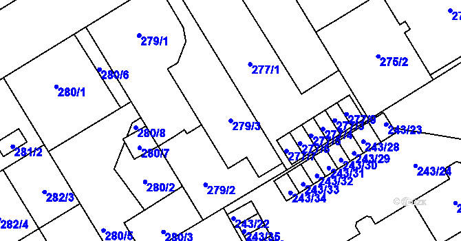 Parcela st. 279/3 v KÚ Vítkovice, Katastrální mapa
