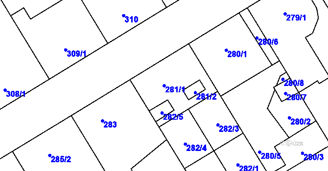 Parcela st. 281/1 v KÚ Vítkovice, Katastrální mapa