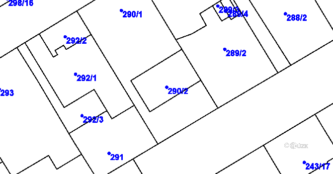 Parcela st. 290/2 v KÚ Vítkovice, Katastrální mapa